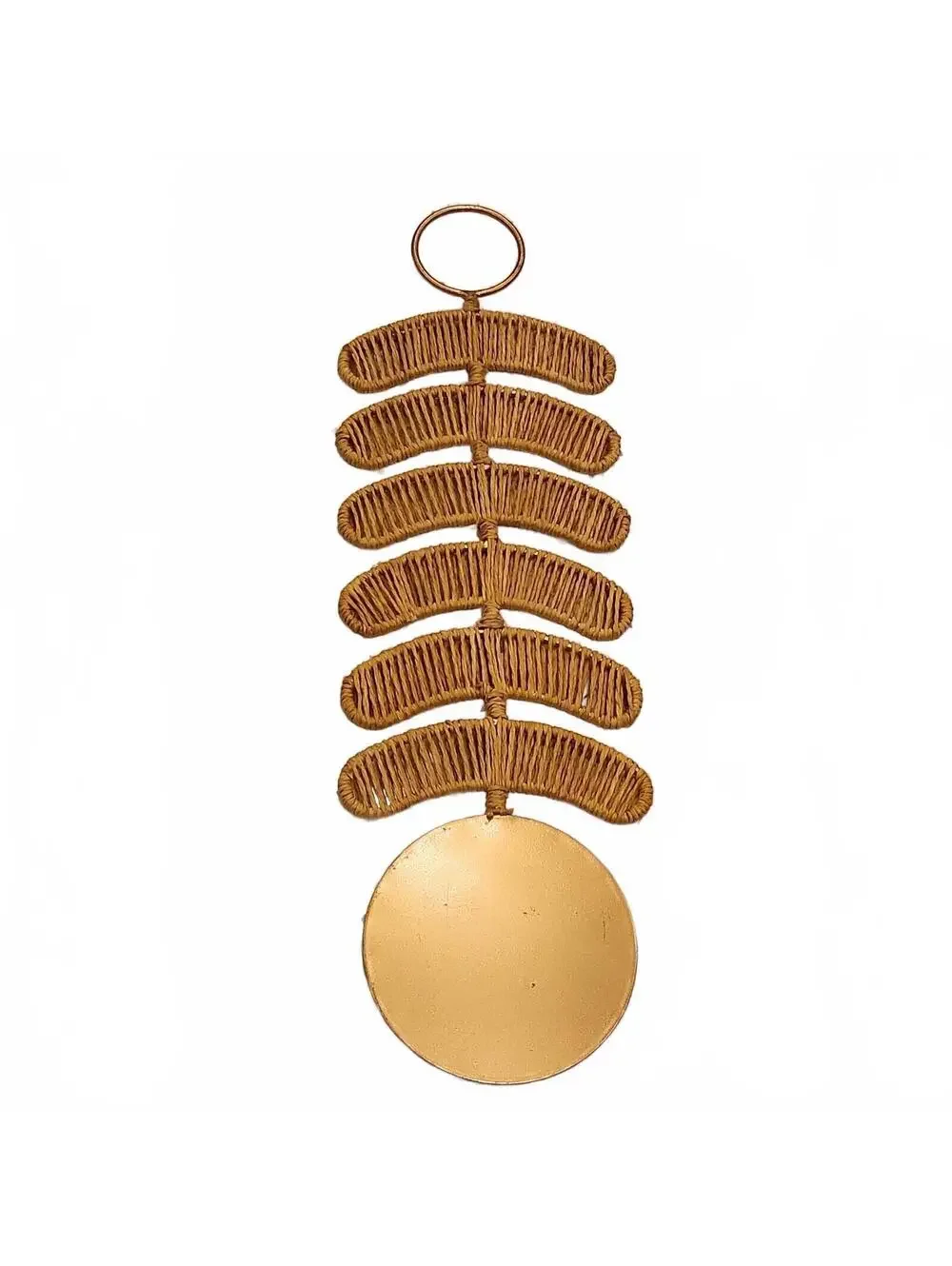 World Market Woven Paper Rope Rattan Wall Hanging Decor Gold Capiz Shell Boho